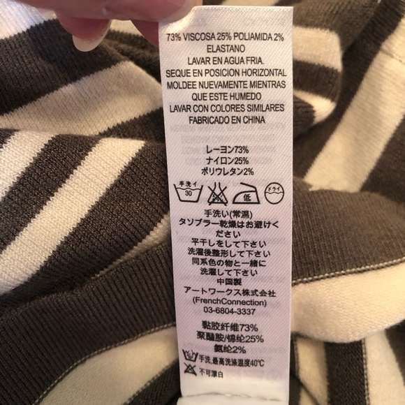 French Connection Gray & White Striped Fine Gage Knit Long Sleeve Dress Size 10 - Picture 7 of 10